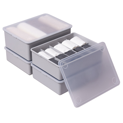 이즈리빙 플라스틱 속옷정리함 그레이 반투명뚜껑 1칸 1p + 10칸 2p + 15칸 1p 세트 19,500원