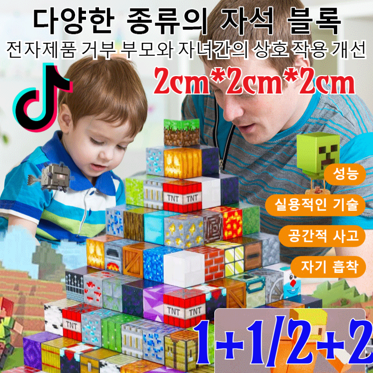 1/1+1/2+2 [세상은 너의 손안에] 다변자석 블록 장난감 3D 마그네틱 어린이 자석 블럭 장난감 놀이 세트 자석블럭 교육용 완구/공간적 사고/실용적인 기 65,500원