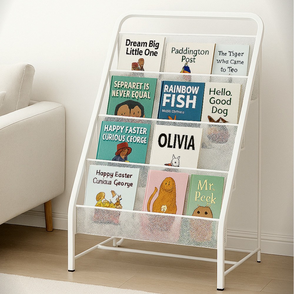바투하루 매거진 책 꽂이 선반 랙, 4단, 화이트 36,800원