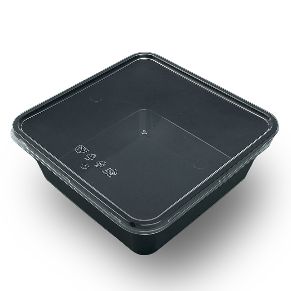 올플러스 정사각 사출PP 용기+뚜껑 세트 소량 일회용 도시락 샐러드 배달용기, 50개입, 검정, (TY)정사각 650ml 23,900원