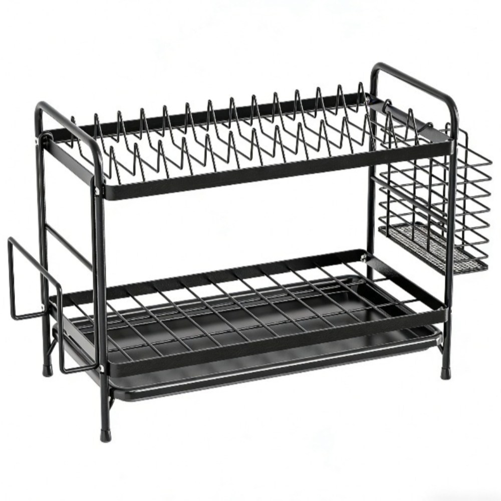 식기 건조대 2단대용량 물받이형 싱크대정리용, 블랙, 1개 14,380원