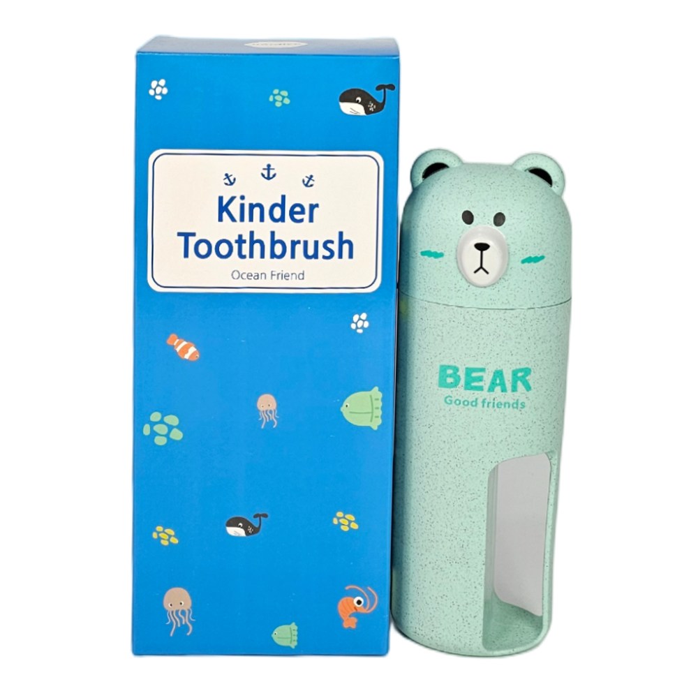 베베비치 유아용 곰돌이 칫솔 양치컵 세트 유치원 어린이집, 1세트 18,000원