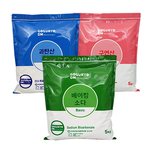 고구려디엠 베이직 5kg 3종셋트(과탄산소다+베이킹소다+구연산), 1개 28,200원