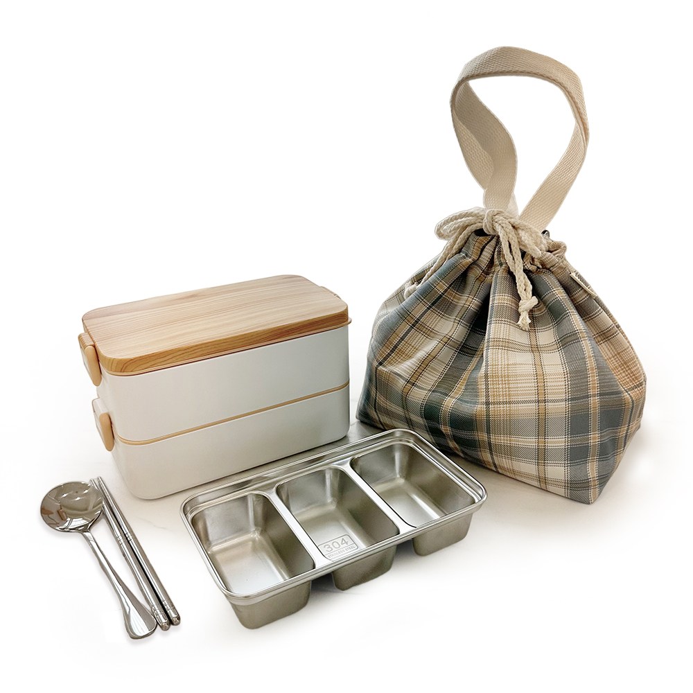 다소다 웜 스텐 도시락 + 보온가방, 화이트세트+세칸분리스텐, 1세트 27,900원