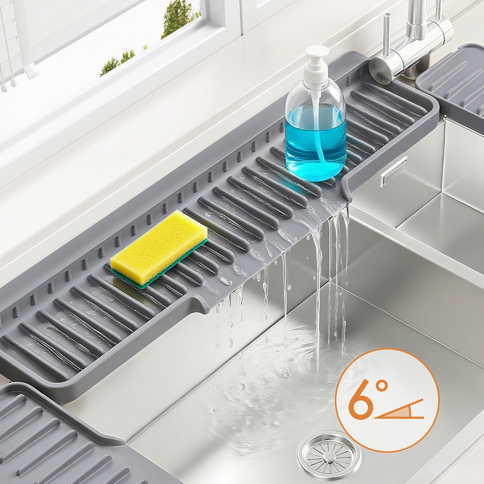 Flyaiku 싱크대 세면대 실리콘 배수패드 건조 방수 곰팡이방지 60cm 12,900원