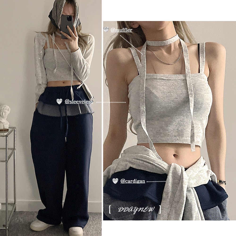 [디데이뉴] *3pc세트가격,여름까지쭉* 나시+가디건+머플러 여름 간절기 heart 단추 니트 아우터 8color 32,800원