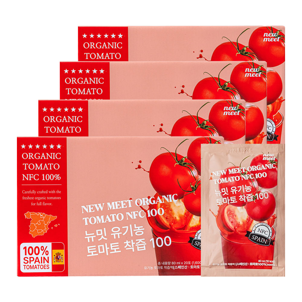 [공식판매처]뉴밋 유기농 토마토즙 100% NFC 생착즙 무설탕 무첨가 토마토주스, 토마토쥬스, 80개, 80ml 78,000원