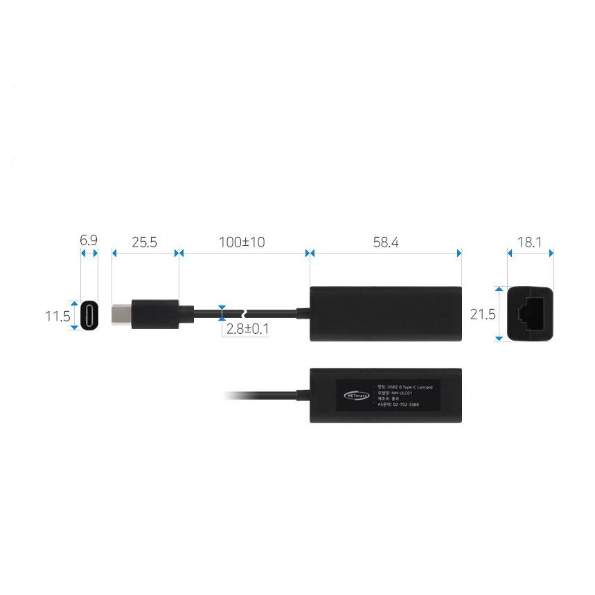 USB2.0 C타입 유선 랜카드 노트북 PC LAN카드 외장형 무전원 인터넷 이더넷 랜포트 어댑터 공유기 USB랜카드, 1개, 단일상품 9,000원