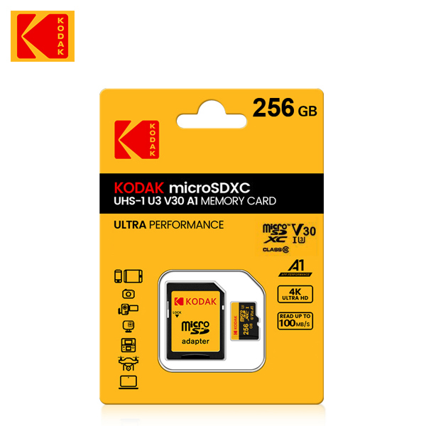 KODAK 마이크로 SD 메모리 카드 64gb TF 플래시 32gb Class10 SD 카드 128gb 256gb 512gb U3 V30 A1 자동차 카메라 PC 용 스토리지 121,800원