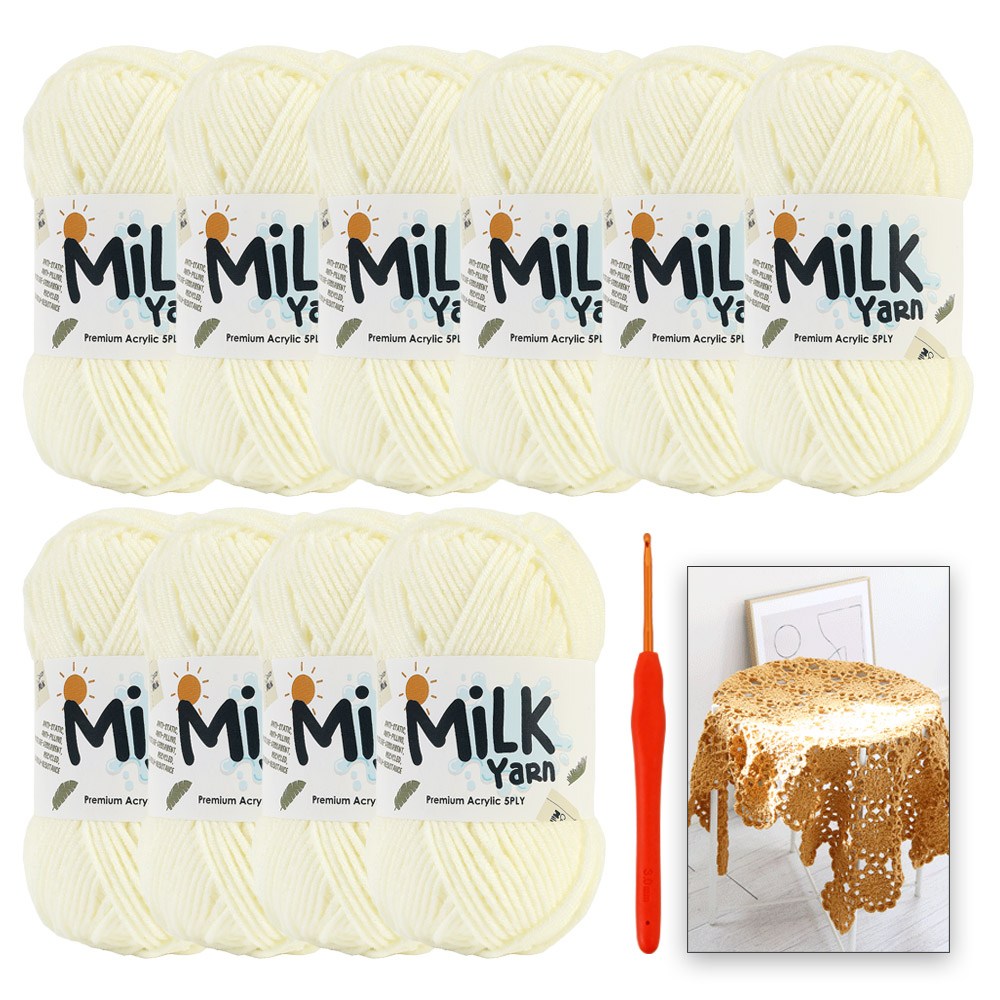 니뜨 밀크얀 뜨개실 x 10p + 모사용 코바늘 5/0호 + 모티브 블랭킷 도안 세트, 1세트, 01 아이보리 27,900원