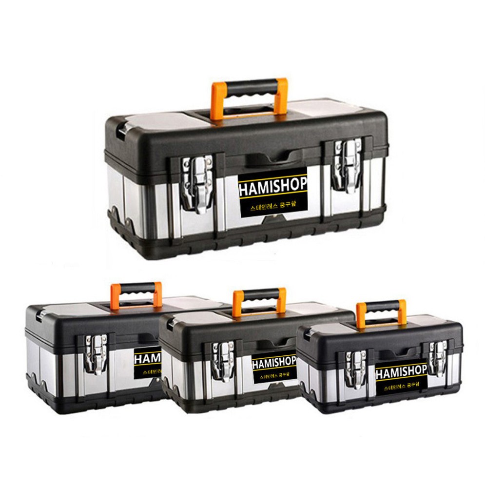 스텐레스 공구함 2단스텐공구박스 소형 중형 대형 공구가방 낚시가방 공구보관함, 1개 38,750원