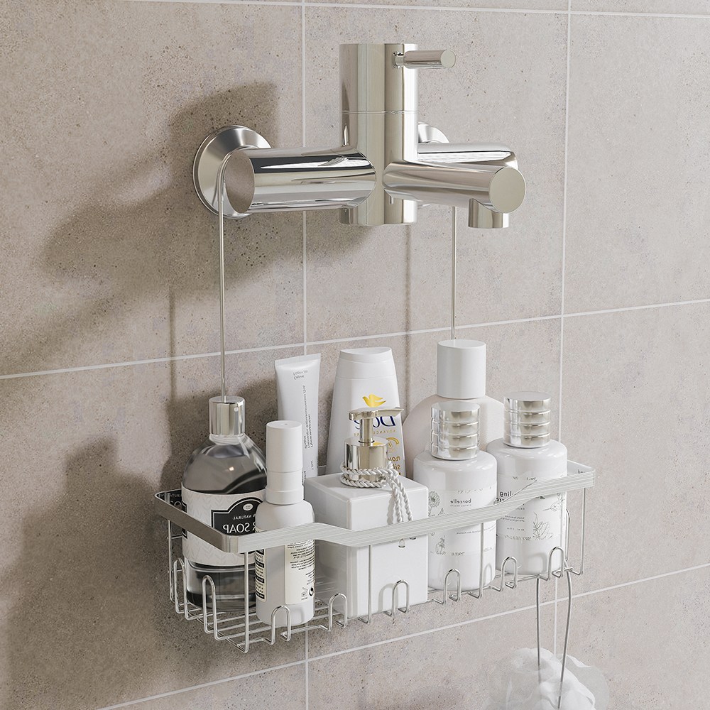 무타공마켓 올스텐 견고한 다용도 욕실 걸이형 수납 선반 바스켓, 1개, 블랙 22,900원