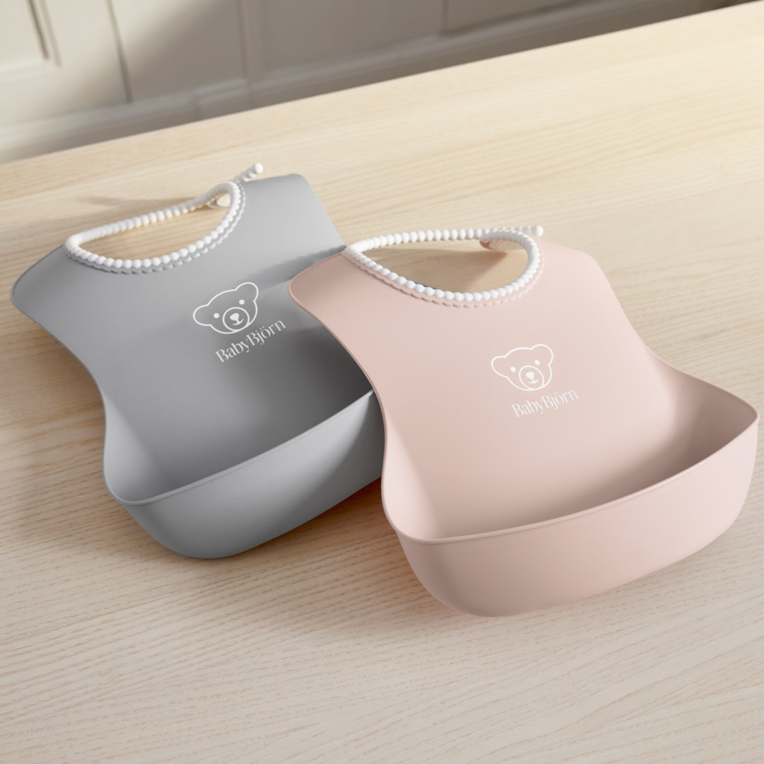 [공식] 베이비뵨 베이비 빕 이유식 턱받이 세트, 파우더 그레이-핑크, 1개, 2개입 28,000원