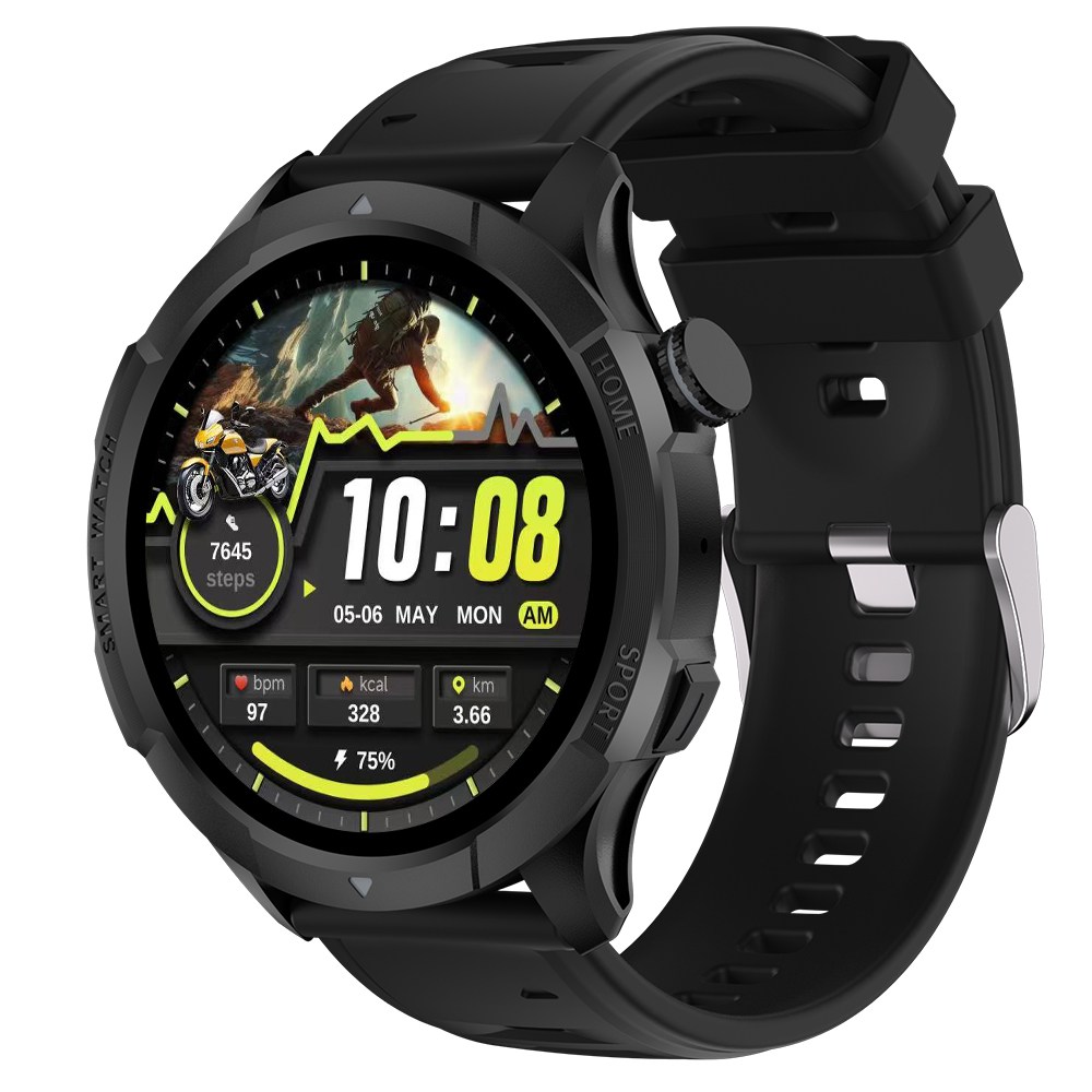 Wapik 블루투스 통화 스마트워치 ST10 1.43인치 아몰레드 고화질 SOS통화 AI운동인식, GPS + 블루투스, 3.6cm, 블랙 99,900원