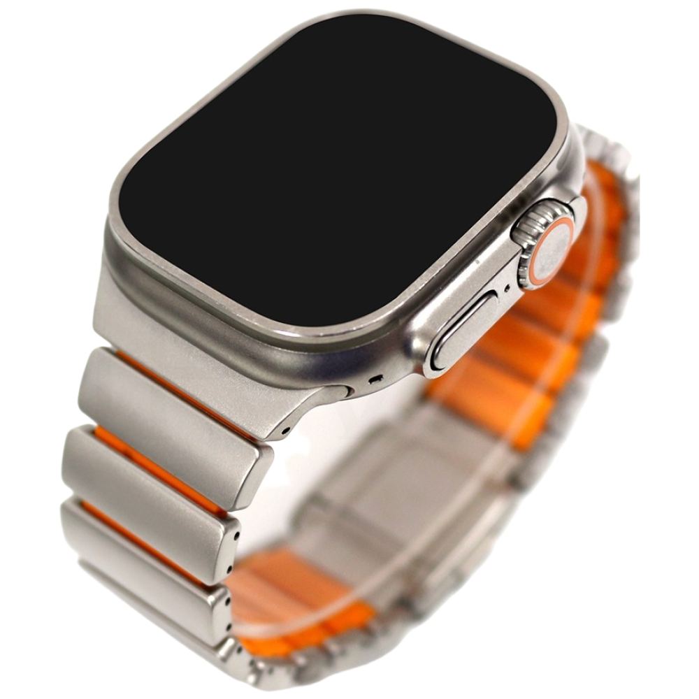 애플워치 울트라 3 2 시리즈 11 10 9 8 SE3 호환 URVOI 스트라토스 밴드 - 타이타늄 실리콘 스트랩, DLC 코팅 자석 클라스프 (45 46 49mm), 1개, Titanium Orange 53,800원