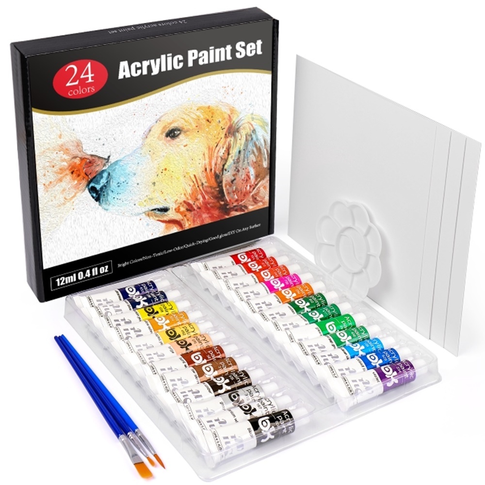 아클라 아크릴물감 12ml 24색 전문가용 물감세트 명화그리기 붓3종+미니팔레트+도화지4장, 현재가 13,900원