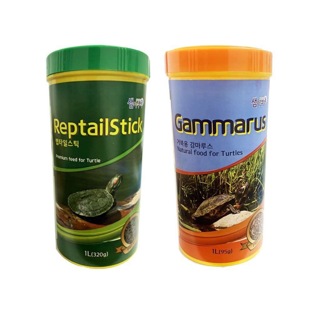샘아쿠아 렙타일스틱 거북이사료 1L + 감마루스 거북이간식 1L 세트 27,000원