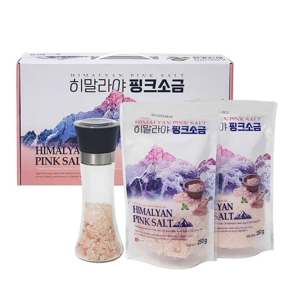 천년소금 히말라야 핑크솔트 250g x 2P + 그라인더 75g 3종 선물세트, 1세트 8,600원