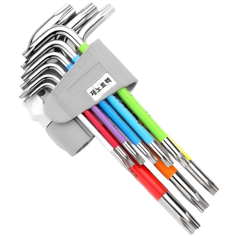 제노트렉 롱 타입 다용도 프리미엄 크롬바나듐 컬러 별 렌치 9종 세트 9,700원