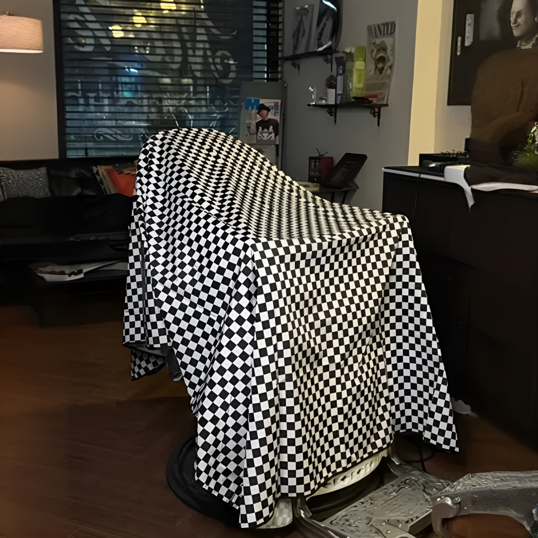 핏타스틱 미용실 커트보 바버샵 미용가운 방수 정전기방지 체크무늬, 1개, 블랙 20,900원