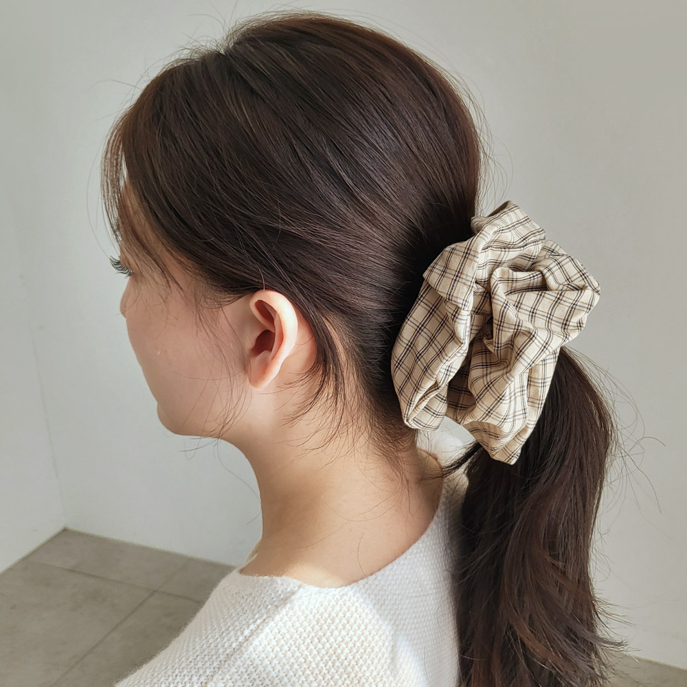 바비수 handmade 라미슈 체크 볼륨 빅 곱창밴드 11,800원