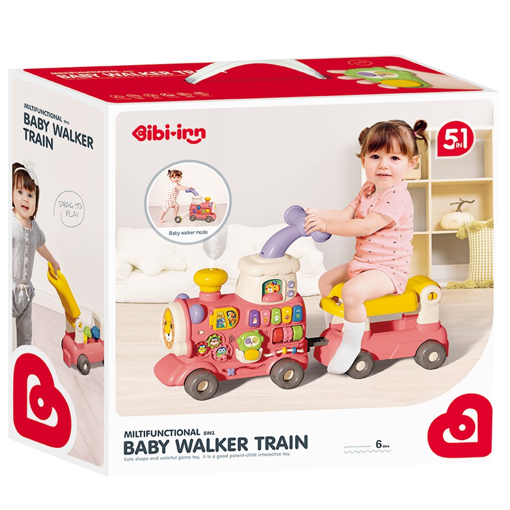비비엔 5IN1안전증기 기차 발편한 걸음마 붕붕카 에듀테이블 푸시워커 bibiin6065, 1개, 핑크 55,600원