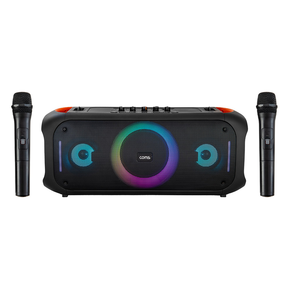 컴스 노래방 버스킹 블루투스 스피커 앰프 + 무선 마이크 2p 세트, COM808, 블랙 146,110원
