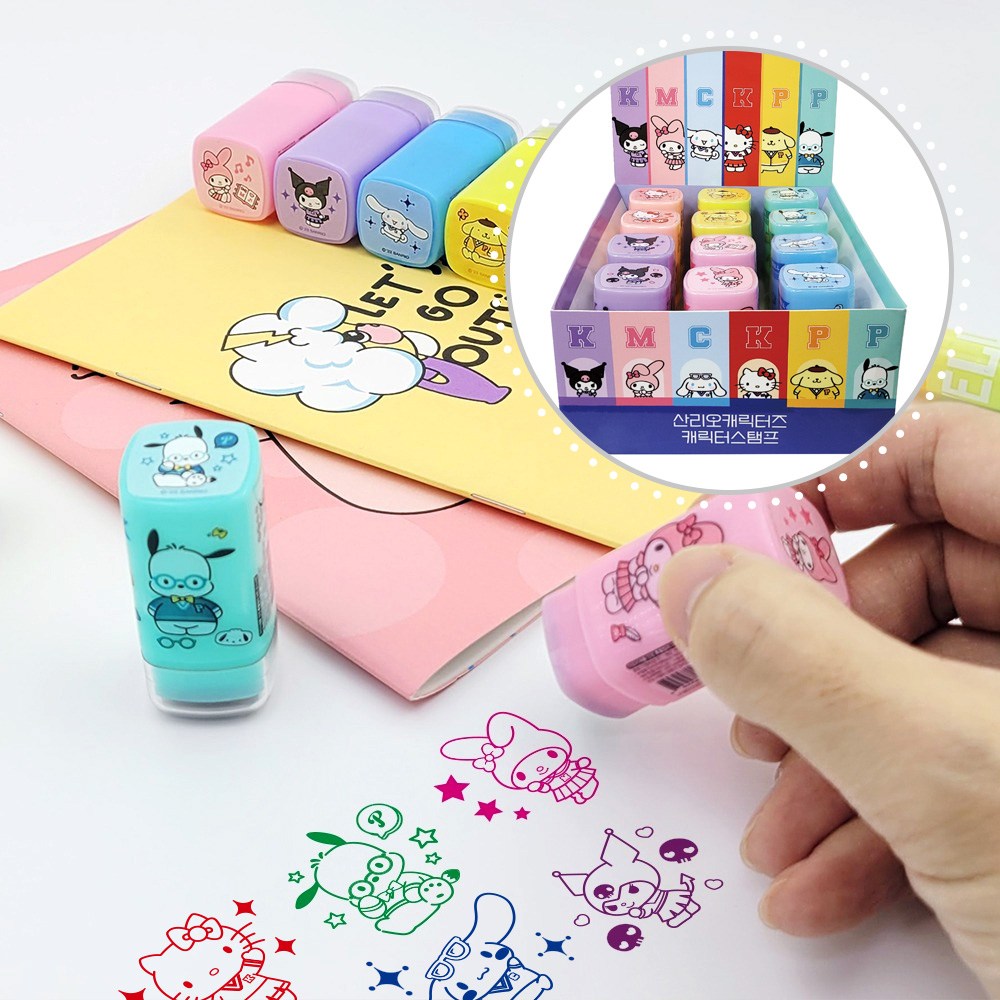 산리오캐릭터 스탬프 세트 12개입 다이어리 다꾸도장 시나모롤 헬로키티 폼폼푸린 쿠로미 포차코 마이멜로디 39,600원