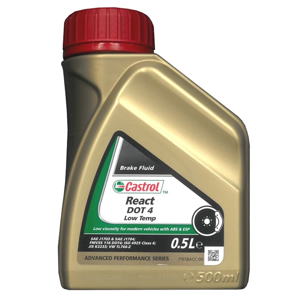 캐스트롤 리액트 도트4 LT 금색 0.5L 1개 DOT4 LV 영국산 저점도 합성 브레이크오일 ISO Class 6 전 차종 호환 9,900원