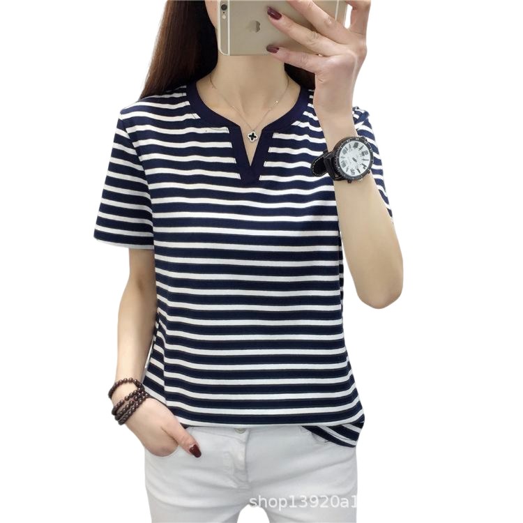 희미몰 여성용 얇은 빗 반팔티 스트라이프 빅사이즈 티셔츠 17,900원