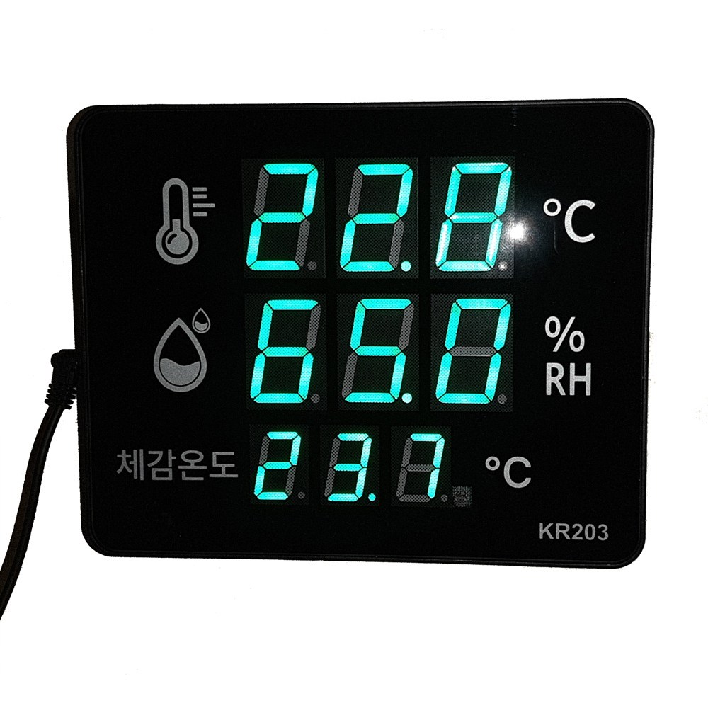 KR-203 신형 국산 디지털 온습도계/체감온도와 현재온도 동시표시/시계/탁상용 벽걸이 겸용/온도계/습도계, 1개, 블랙계열, 현재가 132,000원