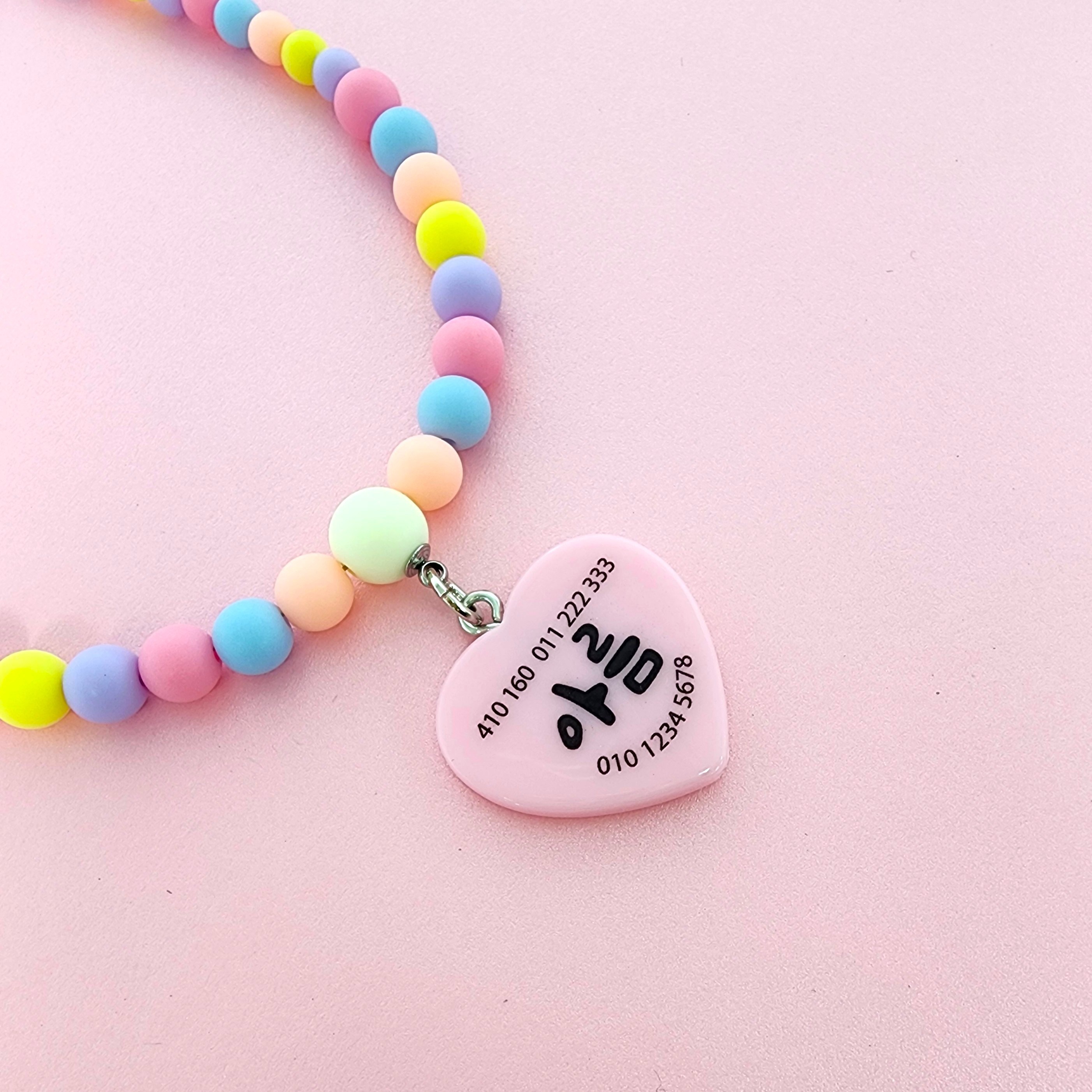 [앤디스크래프츠] 캔디 비즈 강아지 고양이 인식표 목걸이, 1개, 핑크 15,900원