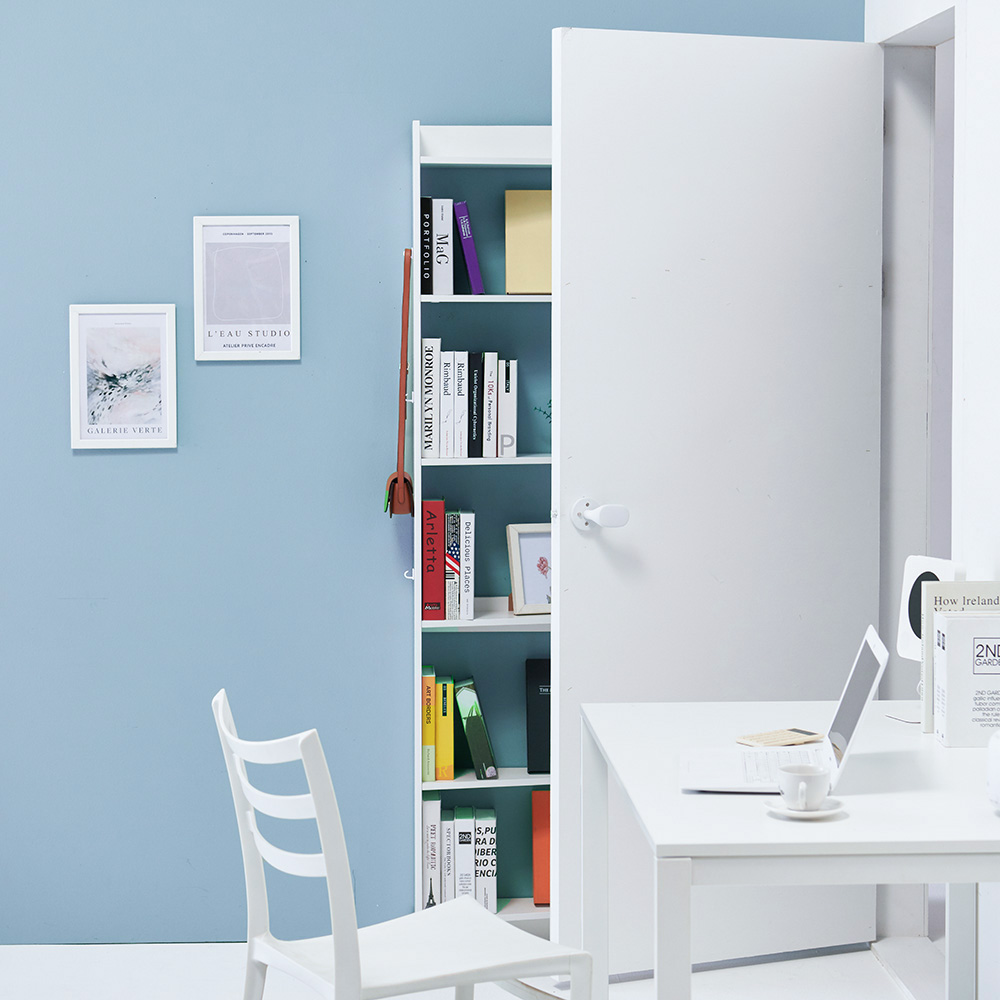 문뒤 책장 까꿍 선반 화이트 대형 오픈형 책장 틈새 가구, 단품 129,000원