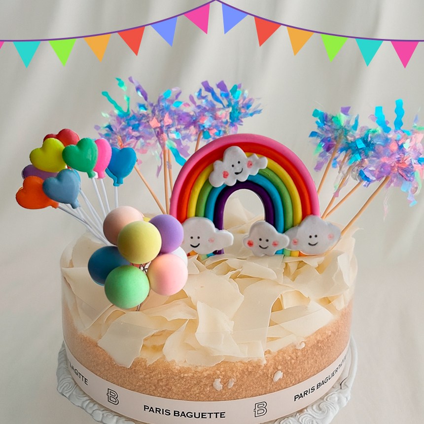 아이스타 중.대형 생일케이크장식 무지개토퍼 사진촬영소품 파티용품, 1세트, 파스텔4종토퍼 10,570원