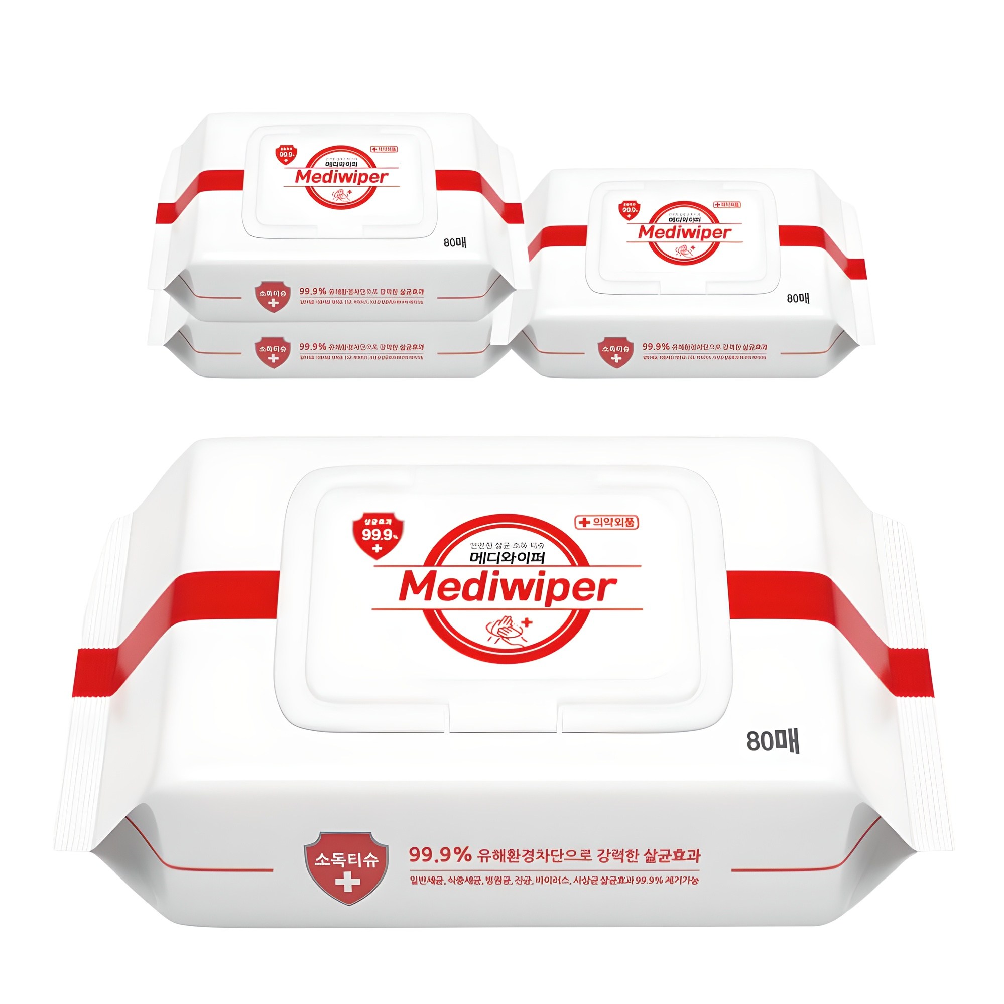 메디와이퍼 손소독 물티슈 캡형, 80매, 4개, 현재가 9,990원