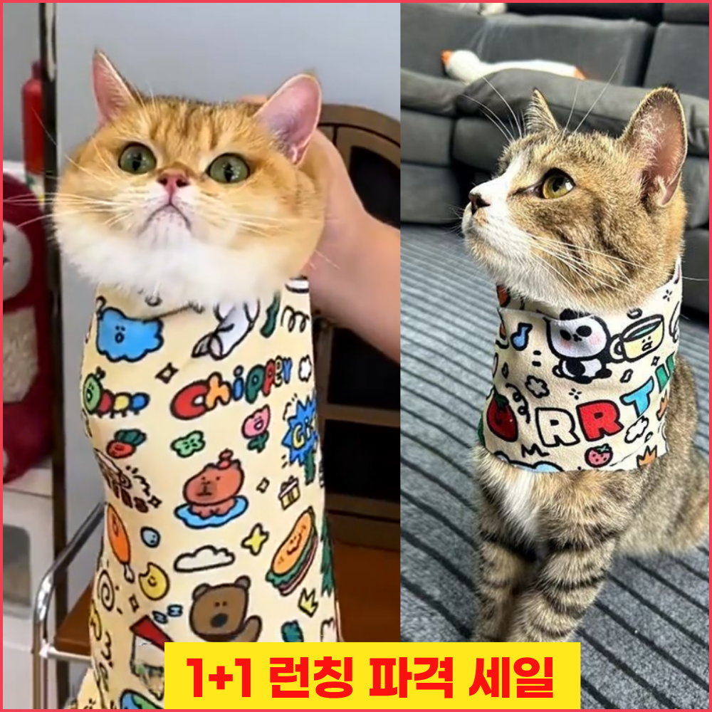 냥멍하우스 고양이 접착담요 약먹일때 발톱정리용 활동제한 고정타올 2종 세트 12,000원