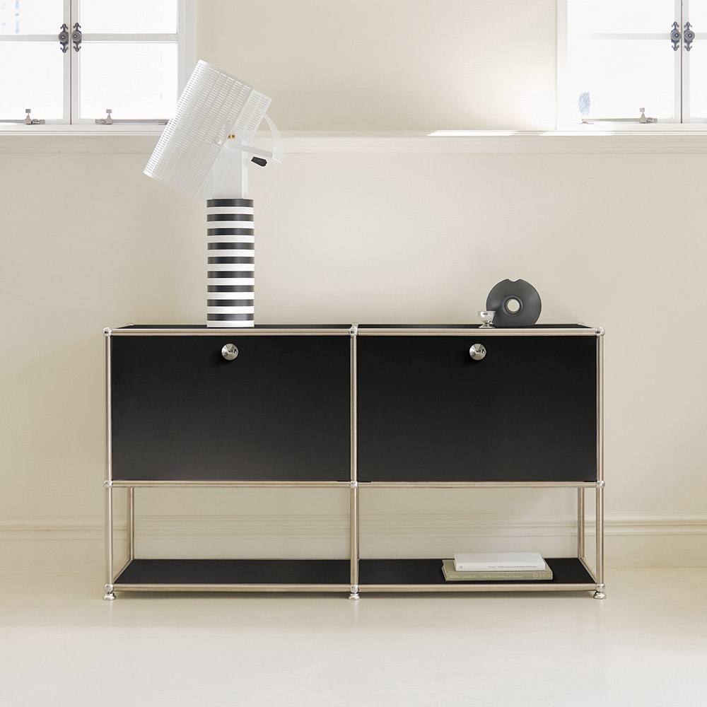 포스트모던 티노 1단 오픈 미드센추리 철제 모듈 거실장 126cm 2단 379,000원