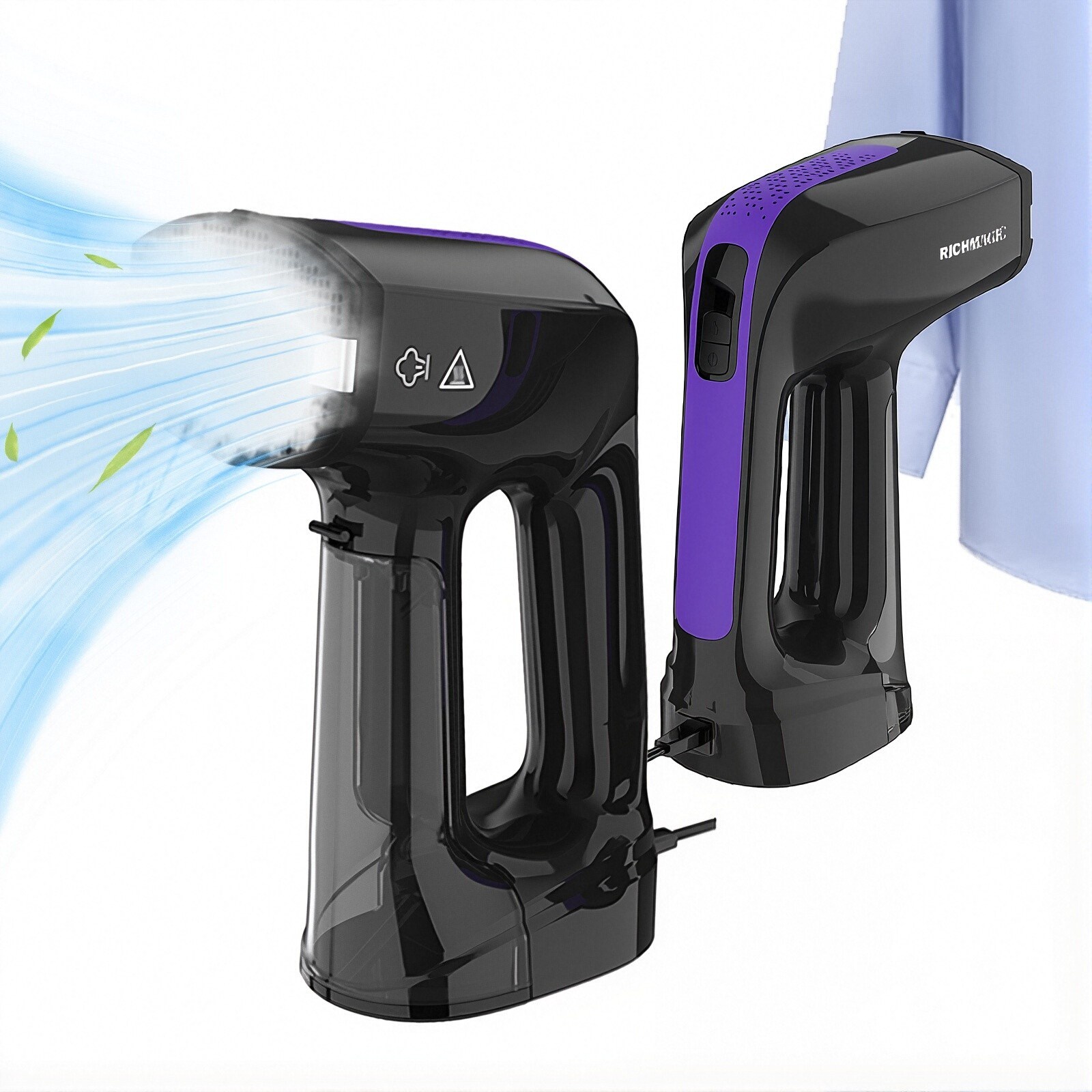 [2026년형] RichMagic 진공 흡착식 핸디 스팀 다리미 3단 조절 휴대용 가정용 초경량 신속 예열 살균 진드기/습기/먼지 제거 200ML 대용량 물통, 자흑색, KY-6013-15 159,900원