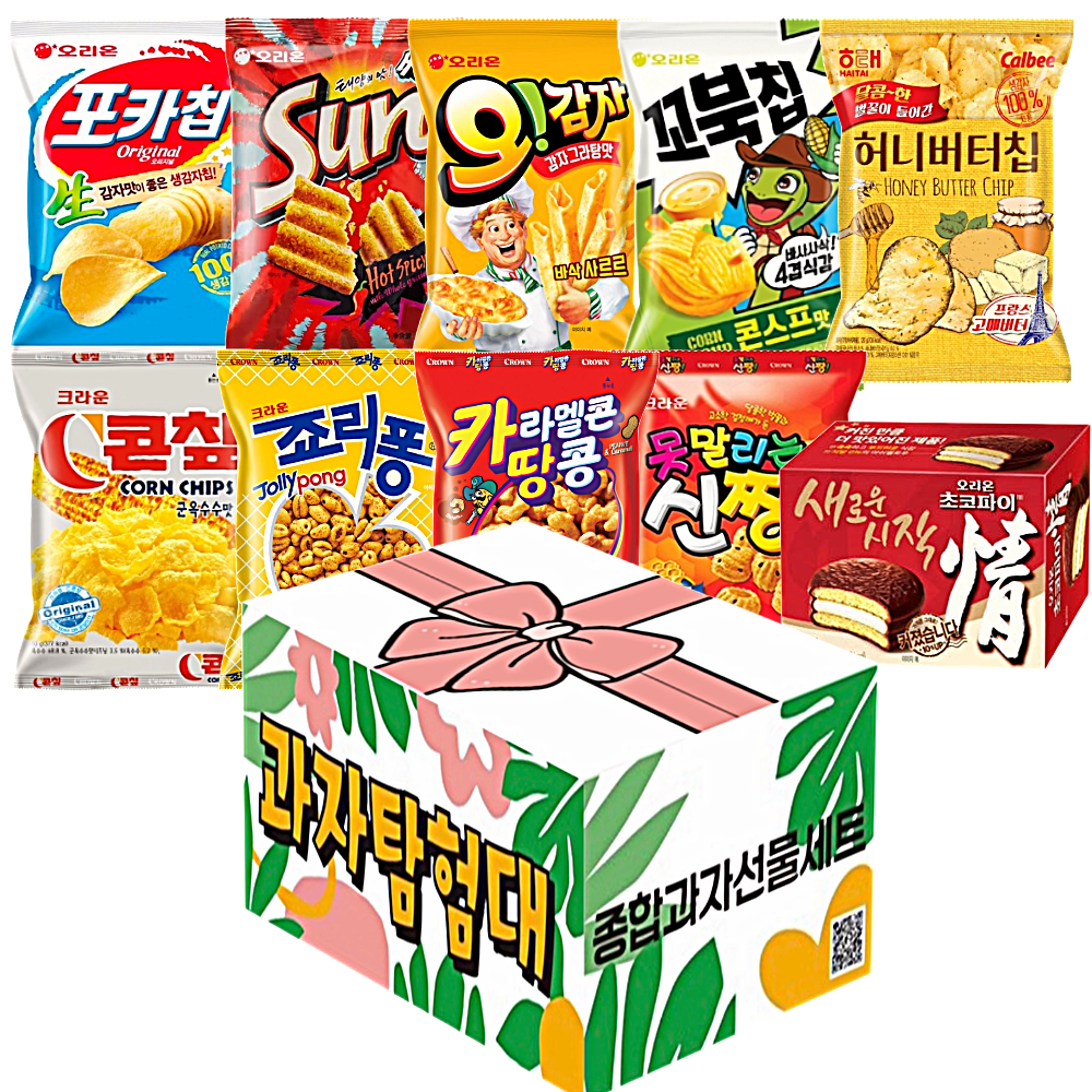 리본박스 10종 종합 과자 세트) 오리온 + 포카칩 + 썬칩 + 오감자 + 꼬북칩 + 허니버터칩 + 콘칩 + 죠리퐁 + 카라멜콘땅콩 + 못말리는신짱 + 초코파이, 1세트, 10종 리본상자 과자세트 15,500원