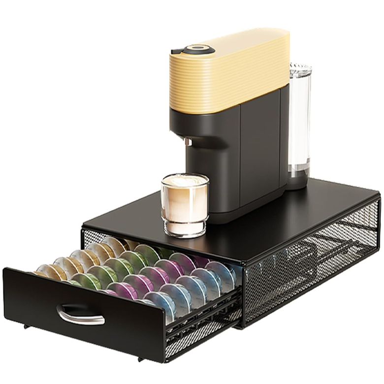 모던마켓 홈 수납정리 프리미엄 탄소강 다용도 커피머신 스탠드 캡슐커피 수납정리함 40구, 1개, 블랙, 현재가 33,900원