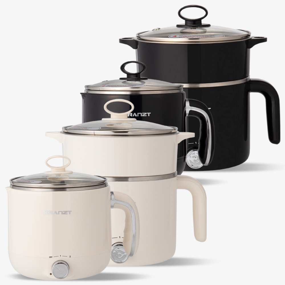 클란츠 더블 멀티포트 1.2L+1.8L 대용량 라면포트 더블쿡 찜기포함, 블랙, 1개 59,800원