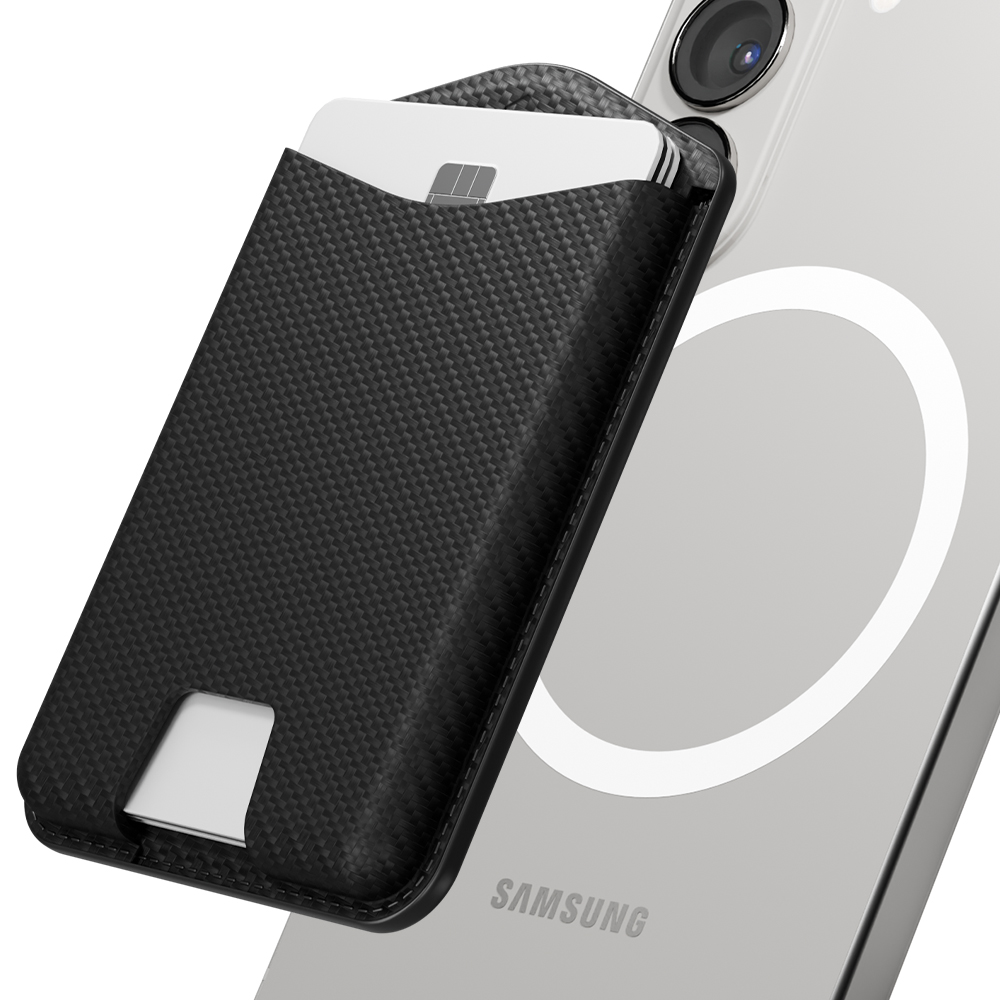 신지모루 자력강화 맥세이프 M 비카 엣지 가죽 카드지갑 케이스, 카본 블랙, 1개 15,900원