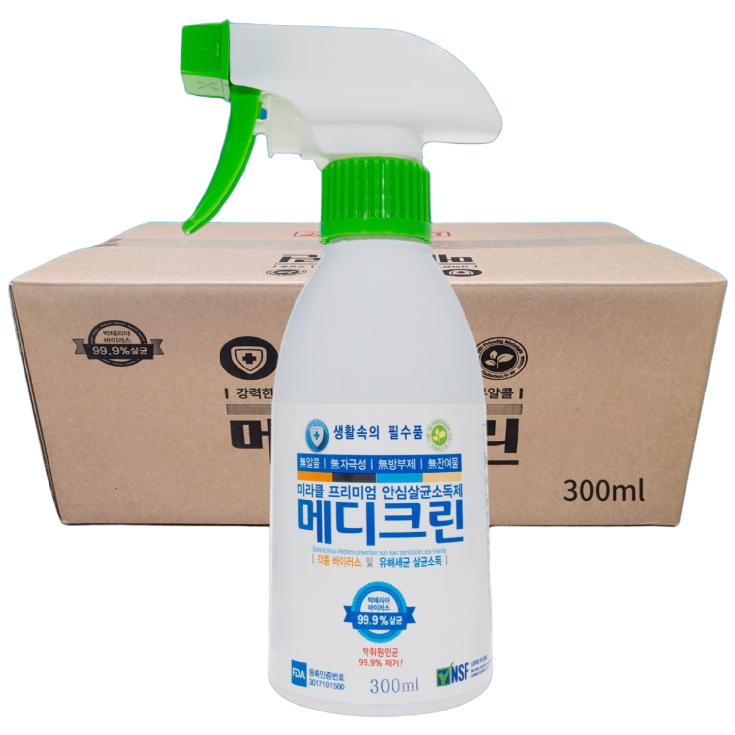 메디크린 살균소독제 300ml X 30개 (뿌리는 소독제 이산화염소수 살균소독제 소독수), 30개, 300ml 138,870원