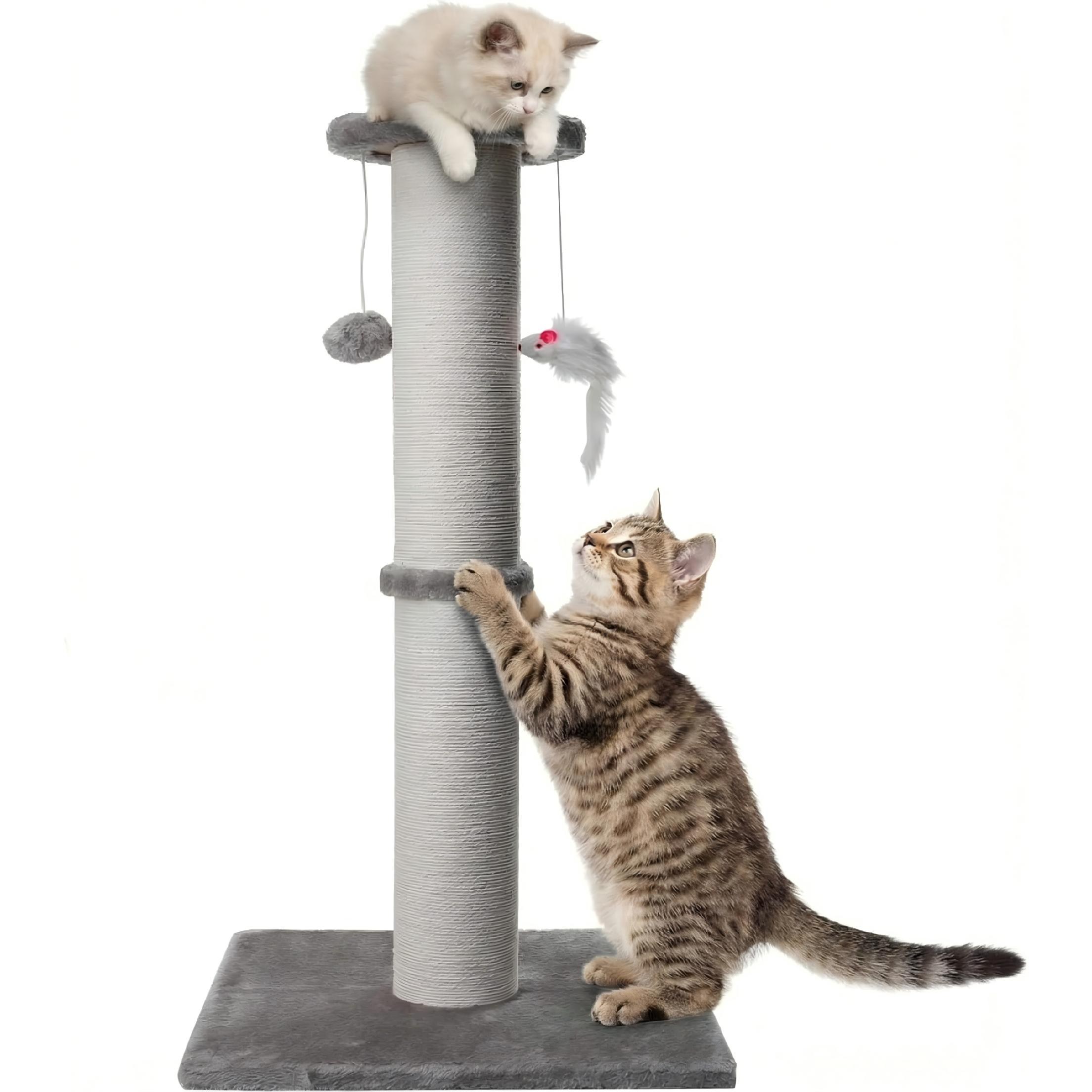 에스엘씨펫 고양이 굵은 사이잘삼 수직 대형 스크래쳐 기둥 쥐돌이 장난감, 아이보리&그레이, 1개 35,800원
