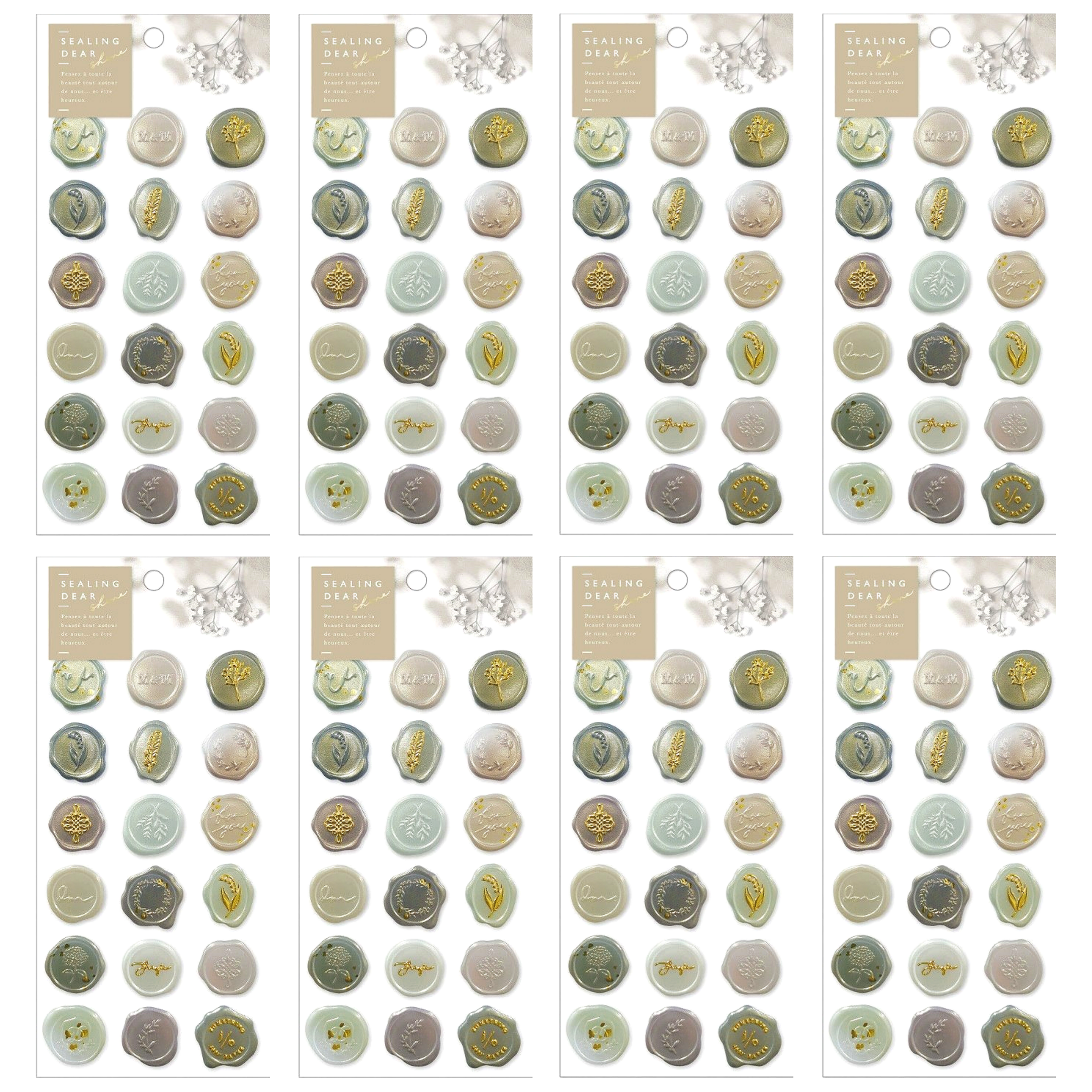고맙토다 실링왁스 스티커 144p 청첩장 봉투 스티커, 8개, 5.클리어 딥그린 15,000원