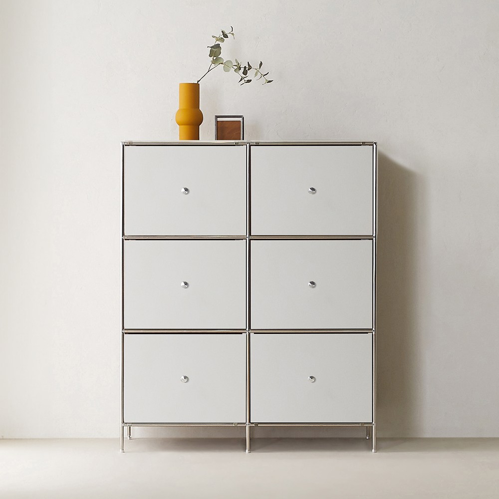 이노센트 스틸라 미드센츄리 3단 2칸 6서랍 모듈 수납장 서랍형 i104512, 화이트 539,000원