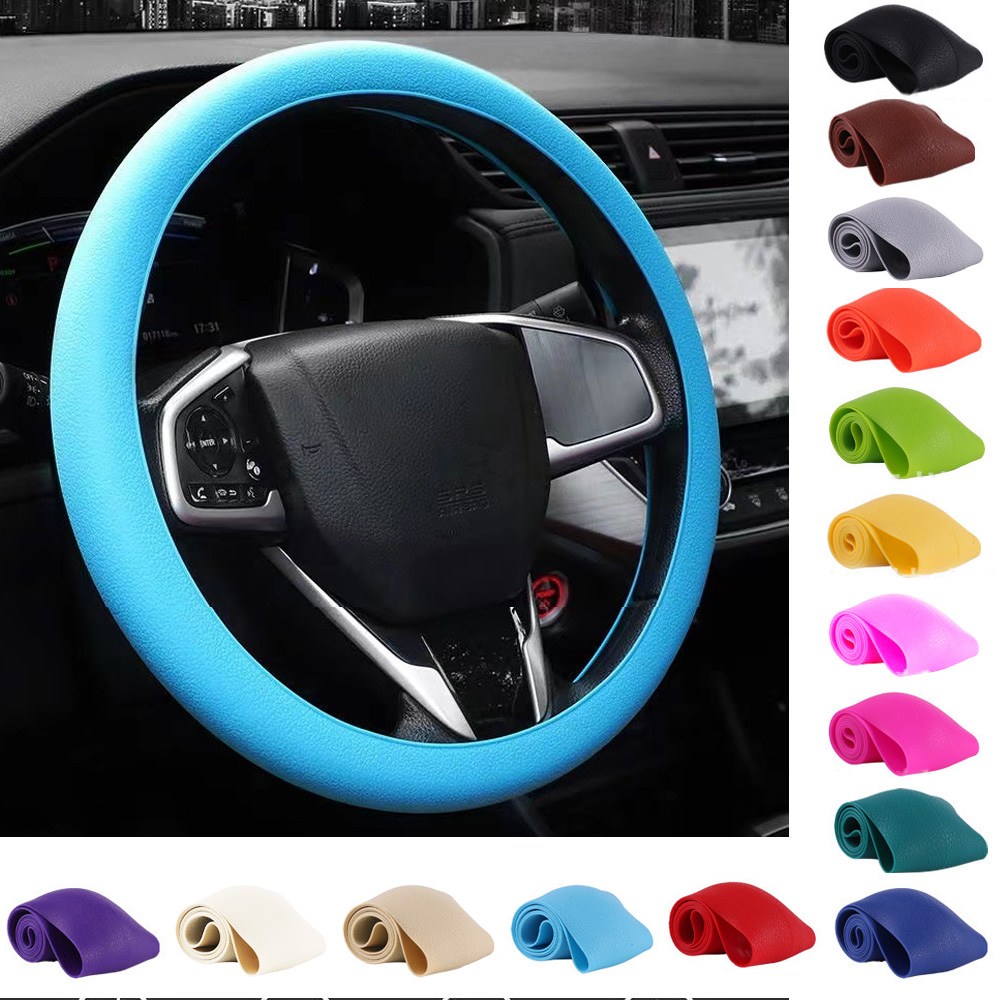 논슬립 차량용 실리콘 핸들커버 15컬러 D컷 원형 전차종 5,000원