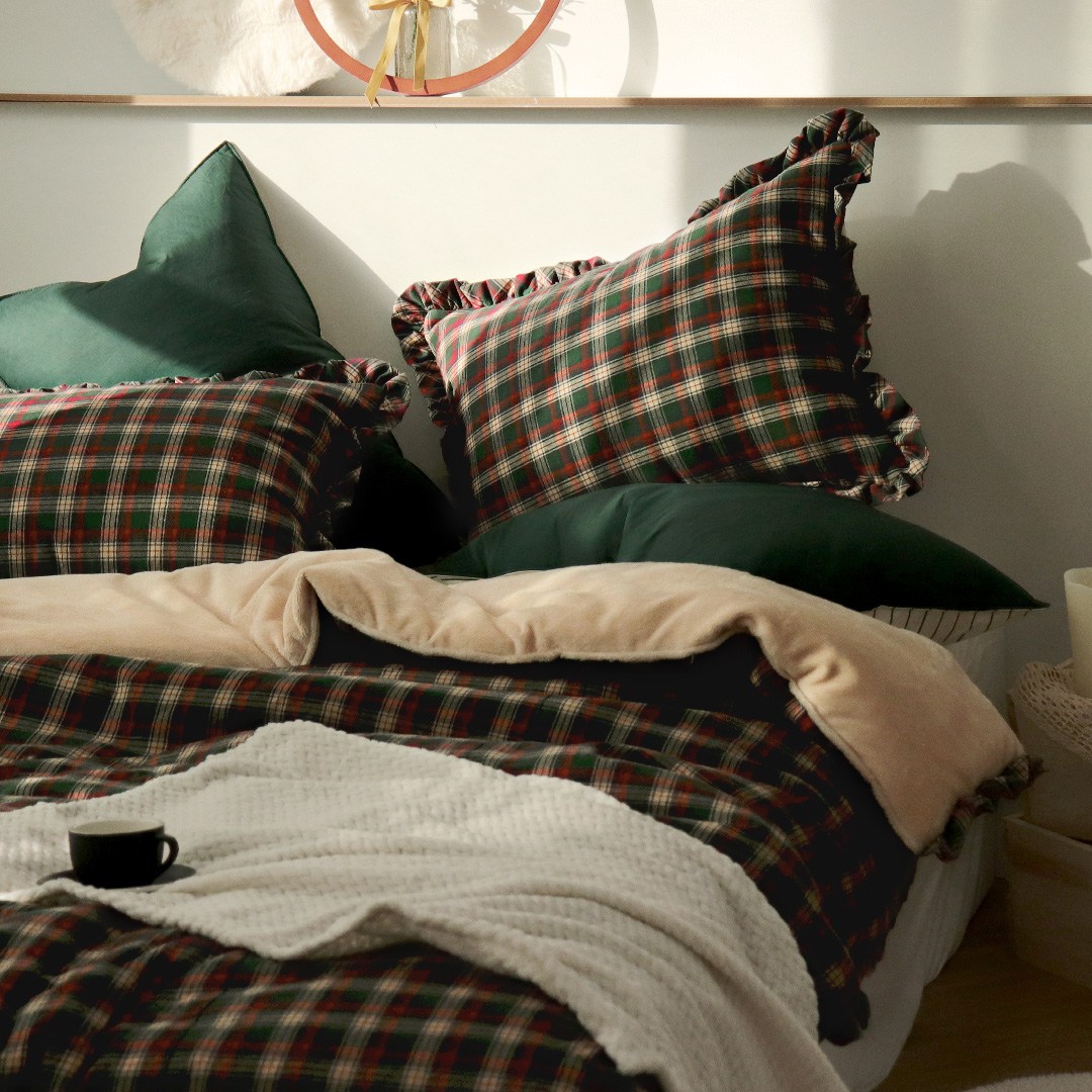 홀리데이 체크 안감극세사 겨울 차렵이불 베개세트 145,350원