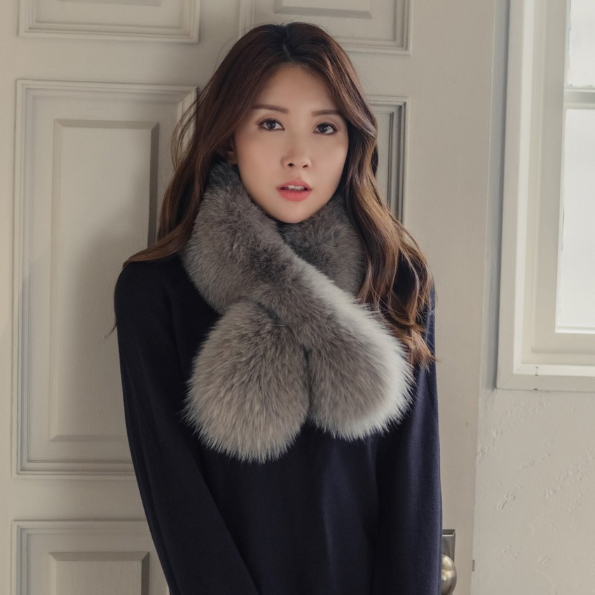 핀란드산 사가폭스 크로스&집게 머플러 69,500원