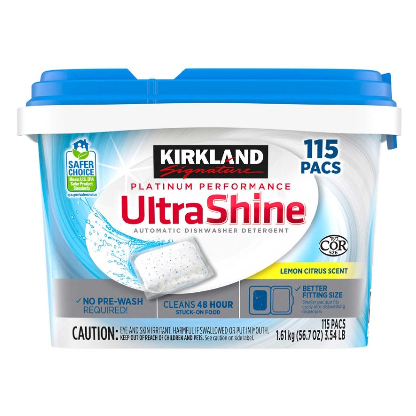 Kirkland Signature 울트라샤인 디쉬워셔 레몬 시트러스 115 팩 세제 식기세척기 접시 22,900원